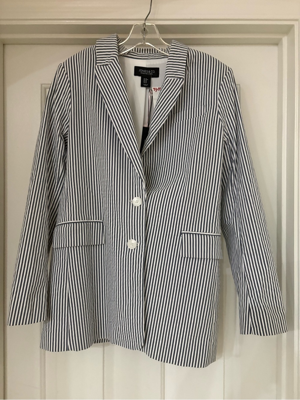 Jones & Co Navy and White Striped Blazer